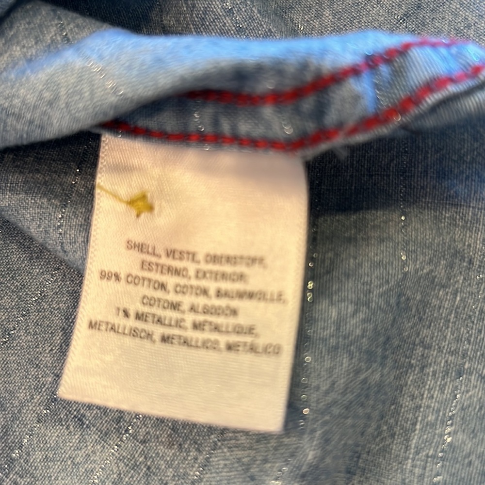 Maeve Light Blue Chambray Button-Down Shirt with Multicolor Embroidery - Picture 10 of 13